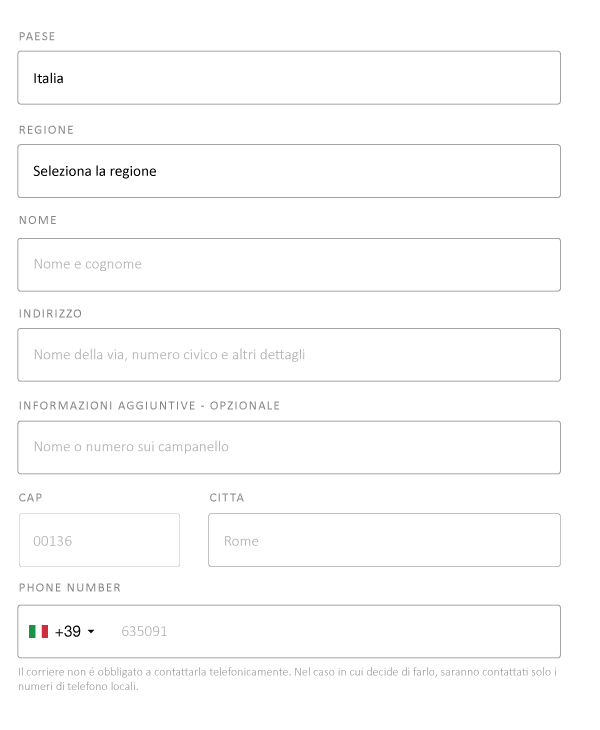 compilare form indirizzo