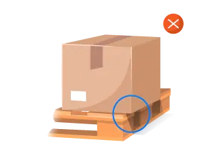 do not overhang items when packing pallet