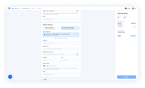select pick up and drop off location